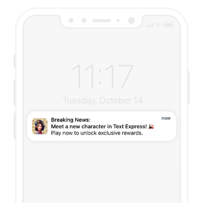 Breaking News: Meet a new character in Text Express! 🚂Play now to unlock exclusive rewards.