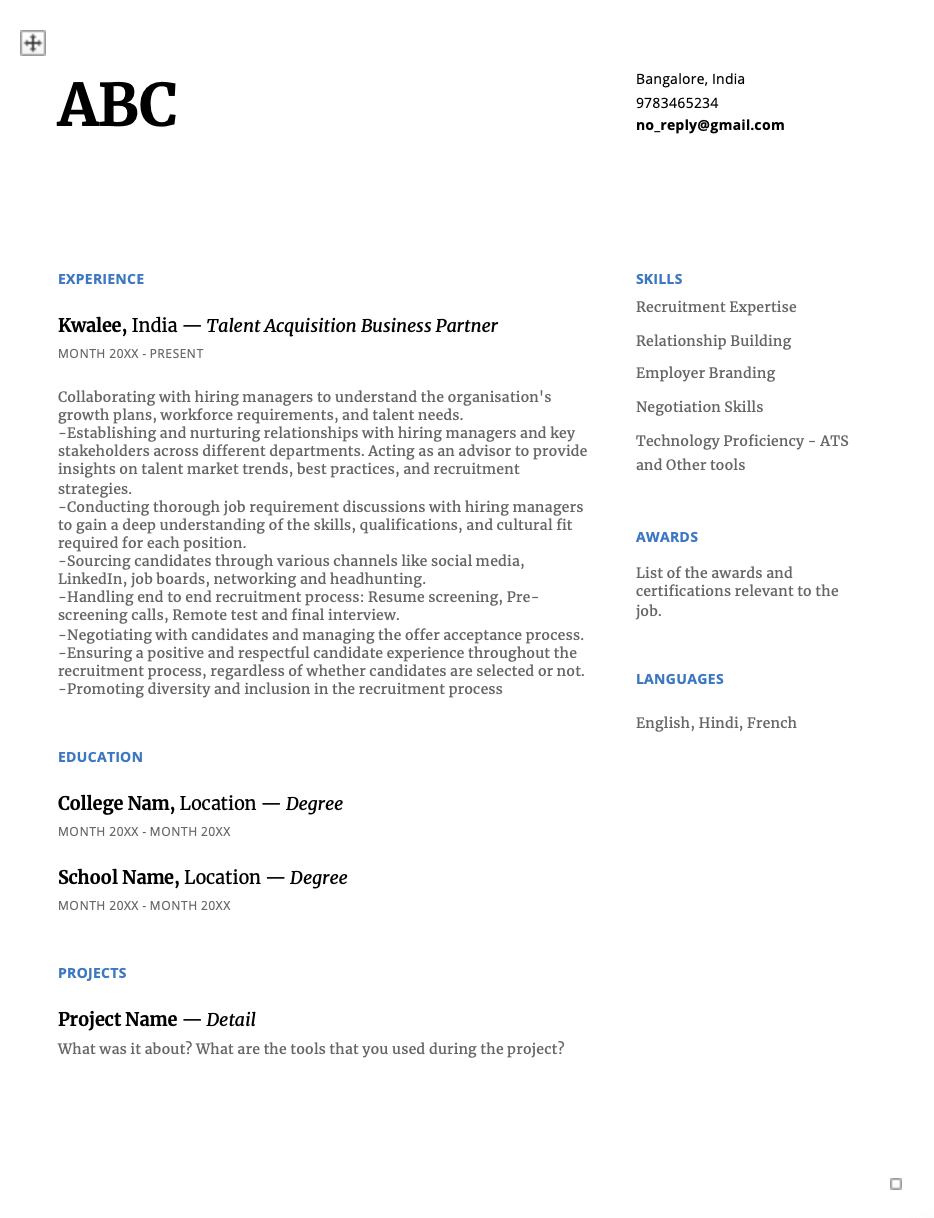 Resume Example 